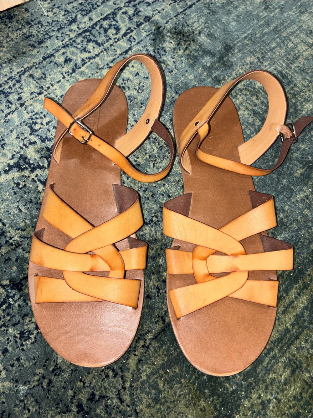 Forever 21 9.5 Strap Brown Women’s Tan Leather Strappy Sandals